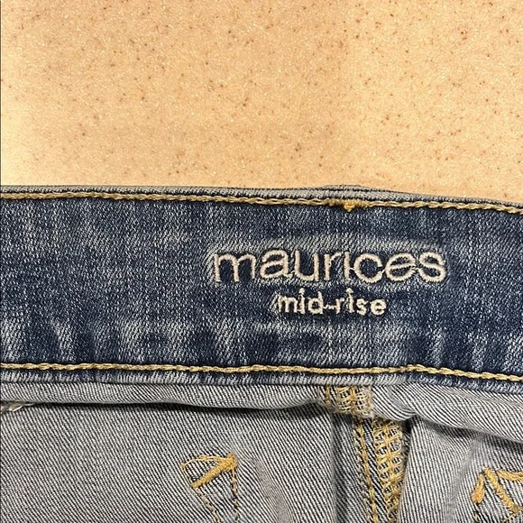 Blue Denim Jeans with Plaid Cuffs - Picture 4 of 5